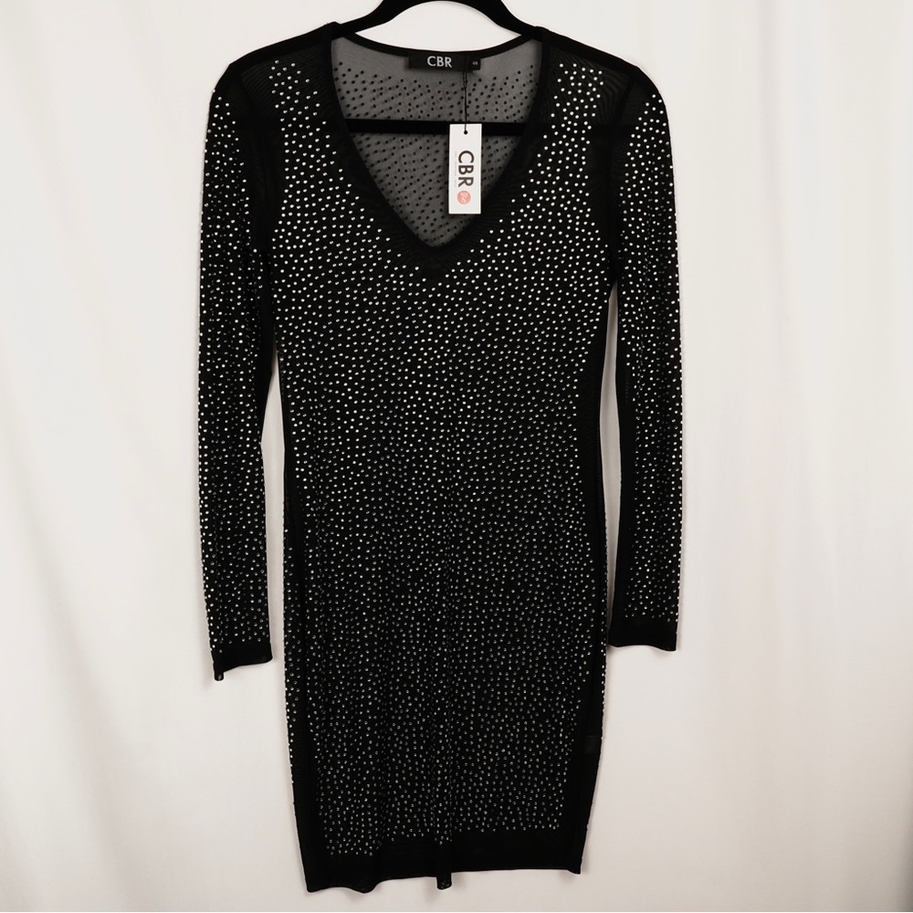 CBR Black Sheer Rhinestone Dress